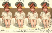 Humoristisches Quartett / Children, litho (EK)