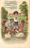 'Der Blumen schönste die mein Finger brach...' / Children and Swans, G.G.K. No. 711, litho (fa)