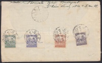 1922 Ajánlott levél Romániába 8 színű bérmentesítéssel