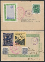 1935 2 db BNV V.FILPROK emlék- levelezőlap ballonposta levélzáróval és alkalmi bélyegzéssel (20.000)