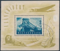 1948 Lánchíd (II.) blokk (25.000) (elvékonyodás / thin paper)