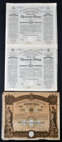 Budapest 1906. 'Magyar Jelzálog-Hitelbank Nyeremény-Kötvény' 'A' és 'B' részkötvénye 100K-ról, 3 nyelven, szárazpecséttel + Budapest 1906. 'Pesti Hazai Első Takarékpénztár-Egyesület' nyeremény-kötvénye 100K-ról,