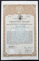 Budapest 1916. 'A Magyar Korona Országai 5 1/2%-kal Kamatozó Törlesztéses Kölcsön' 10.000K-ról szelvényutalvánnyal, bélyegzésekkel T:I