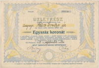 Budapest 1922. 'Kéve Ruházati Áruház Szövetkezet' üzletrésze 100K-ról, szárazpecséttel és szelvényekkel T:II-