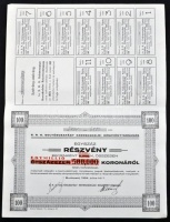 Budapest 1924. 'S.R.O. Golyóscsapágy Kereskedelmi Részvénytársaság' részvénye 1.500.000K-ról, szelvényekkel T:II-