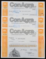 Amerikai Egyesült Államok / Delaware 1976-1978. 'Conagra' 500 részvénye egyenként 5$-ról peforációval, bélyegzésekkel, lyukasztással érvénytelenítve T:II-,III
USA / Delaware 1976-1978. 'Conagra' 500 shares with the value of 5$ per