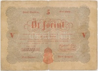 1848. 5Ft 'Kossuth bankó' vörösesbarna T:III- ragasztott