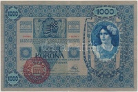 1902. 1000K piros 'MAGYARORSZÁG' felülbélyegzéssel T:III