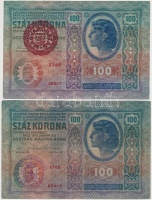 1912. 100K piros 'MAGYARORSZÁG' körbélyegzővel + 100K 'BIHAR VÁRMEGYE VÁRADSZENTMÁRTON KÖZSÉG 1910' felülbélyegzéssel T:III
