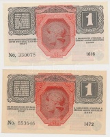 1916. 1K (2x) egyik 'DEUTSCHÖSTERREICH', másik hamis 'Ausgegeben nach dem 4. Oktober 1920' felülbélyegzéssel / fake overprint T:I,I-