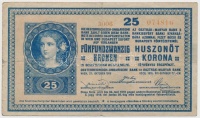 1918. 25K '3006' 3mm, sima hátlappal, 'BIHAR VÁRMEGYE VÁRADSZENTMÁRTON KÖZSÉG 1910' felülbélyegzéssel T:III