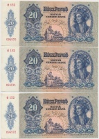 1941. 20P (3x) sorszámkövetők T:I-,III szép papír