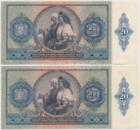 1941. 20P (4x) közte 2db sorszámkövető és 2db közeli sorszám T:I-,II,III