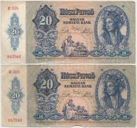1941. 20P (4x) közte 2db sorszámkövető és 2db közeli sorszám T:I-,II,III