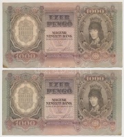 1943. 1000P (2x) közeli sorszámúak T:I-,II fo.