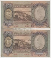 1943. 1000P (2x) közeli sorszámúak T:I-,II fo.
