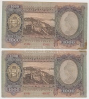 1943. 1000P (2x) közeli sorszámúak T:I-,II fo.