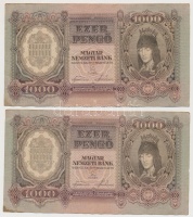 1943. 1000P (2x) közeli sorszámúak T:I-,II fo.