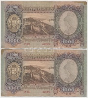 1943. 1000P (3x) közeli sorszámúak T:II hajtatlanok, fo.