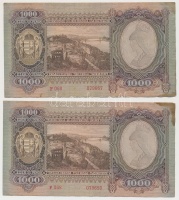 1943. 1000P (4x) közeli sorszámúak T:II,II- fo.