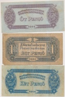 1944. 1P számozott + 2P + 5P 'A Vörös Hadsereg Parancsnoksága' T:III,III-