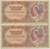 1945. 10.000P (4x) sorszámkövetők, mind 'MNB' bélyeggel T:vegyes