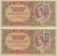 1945. 10.000P (4x) sorszámkövetők, mind 'MNB' bélyeggel T:vegyes