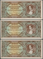 1945. 100.000P (3x) sorszámkövetők T:II