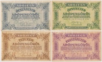 1946. 10db-os vegyes magyar adópengő bankjegy tétel, közte fordított címeres, sorozat- és sorszám nélküli is T:vegyes