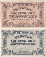 1946. 10db-os vegyes magyar adópengő bankjegy tétel, közte fordított címeres, sorozat- és sorszám nélküli is T:vegyes