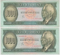 1983. november 10. 1000Ft (2x) 'C' + 'D' T:III szép papír