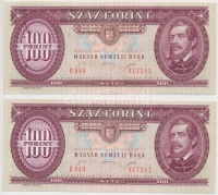 1995. 100Ft nyomdai festékfoltokkal, egyugrású sorszámokkal (2x) T:I-,II