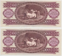 1995. 100Ft nyomdai festékfoltokkal, egyugrású sorszámokkal (2x) T:I-,II