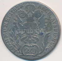 Ausztria 1783A 20Kr Ag II.József T:3 kis ph. 
Austria 1783A 20 Kreuzer Ag 'Franz II' C:F small edge error
