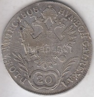 Ausztria 1808A 20kr Ag 'I. Ferenc' T:2-,3 ph., karc 
Austria 1808A 20 Kreuzer Ag 'Franz I' C:VF,F edge error, scratched