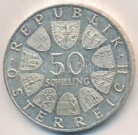 Ausztria 1966. 50Sch Ag '150 éves az Osztrák Nemzeti Bank' T:2 kis ph.
Austria 1966. 50 Schilling Ag '150th Anniversary of the National Bank' C:XF small edge error
Krause KM#2900