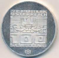 Ausztria 1976. 100Sch Ag 'Innsbruck - XII. téli olimpia / Síelő' T:2 (PP)
Austria 1976. 100 Schilling Ag 'Winter Olympics Innsbruck / Skier' C:XF (PP)