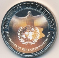 Libéria 2001. 10$ 'Szabadság pillanatai - ENSZ megalapítása 1945.' multicolor, tanúsítvánnyal T:PP felületi karc
Liberia 2001. 10 Dollars 'Moments of Freedom - Foundation of the United Nations 1945' multicolor with certificate C:PP