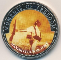 Libéria 2001. 10$ 'Szabadság pillanatai - Spanyol polgárháború' multicolor, tanúsítvánnyal T:PP ujjlenyomat, kis felületi karc Liberia 2001. 10 Dollars 'Moments of Freedom - Spanish Civil War' multicolor with certificate C:PP fingerprint,