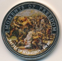 Libéria 2001. 10$ 'Szabadság pillanatai - Marathóni csata Kr. e. 490.' multicolor, tanúsítvánnyal T:PP felületi karc
Liberia 2001. 10 Dollars 'Moments of Freedom - Battle of Marathon 490 BC' multicolor with certificate C:PP slightly