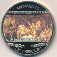 Libéria 2004. 10$ 'Szabadság pillanatai - A Makkabeusok felkelése i.e. 167' multicolor tanúsítvánnyal T:PP ujjlenyomatos
Liberia 2004. 10 Dollars 'Moments of Freedom - The Revolt of the Maccabees 167 BC' multicolor with certificate C:PP