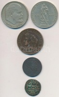 5db-os külföldi fémpénz tétel, benne Belgium 1865. 2c Cu 'I. Lipót', Franciaország / Modern Köztársaság 1898. 10c Br, Szovjetunió 1965-1970. 1R (2xklf) T:2,2-,3
5pcs of coins, between them Belgium 1865. 2 Centimes Cu 'Leopold I', France