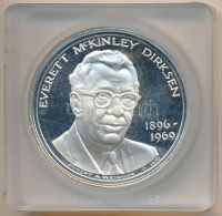 Amerikai Egyesült Államok 1970. 'Everett McKinley Dirksen' jelzetlen Ag emlékérem, sorszámozott, plasztiktokban.  Szign.: Robert A. Weinman (28.94g/39mm) T:PP ph., ujjlenyomatos
USA 1970. 'Everett McKinley Dirksen' Ag medallion without