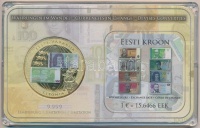 Észtország 2011. 'Pénznem váltás' aranyozott fém emlékérem dísztokban T:PP
Estonia 2011. 'Currencies in change' gilt metal commemorative medallion in case C:PP