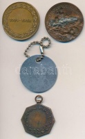 4db-es éremtétel, benne 'Dunai Árvízvédelemért 1954', 'Magyar Úszó Egyesület 1893', Ausztria 1932. 'Osztrák Háborús Emlékérem' T:2,2-