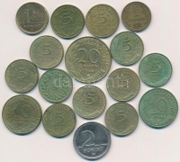 Bulgária 1962-1974.1L-10L (9x) + 17db vegyes magyar és külföldi fémpénz T:vegyes
Bulgaria 1962-1974. 1 Leva - 10 Leva (9x) + 17pcs of mixed coins from diff countries C:mixed