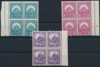 1928 Pengő-fillér (II.) B sor ívszéli négyestömbökben (20.000) (apró ráncok / small creases)