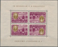 1947 Roosevelt 10f kisív fordított képállással
