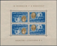 1947 Roosevelt 30f kisív fordított képállással