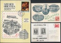 1925-1977 Szegedi Bélyegkiállításokkal kapcsolatos 6 db levél, levelezőlap + 1 emléklap + 1 kivágás